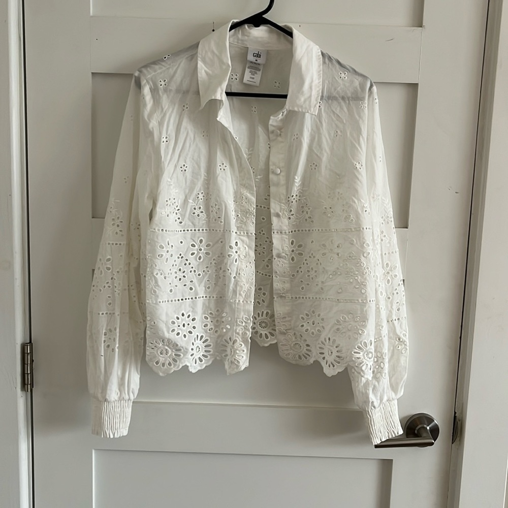 Cabi Coast Eyelet Button Up Blouse